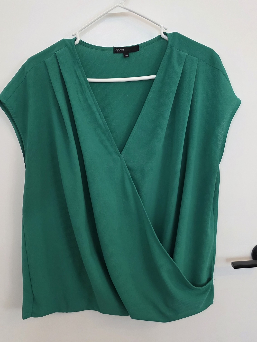 Green Cap-Sleeve Wrap Top